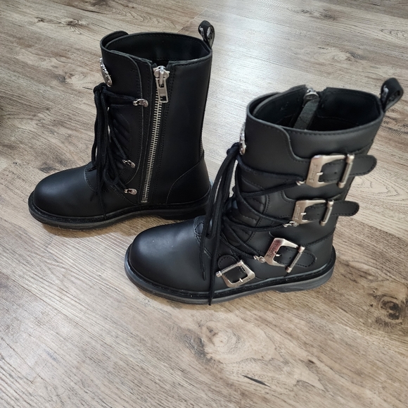 Demonia Black Leathet Boots with Buckles - Picture 3 of 15